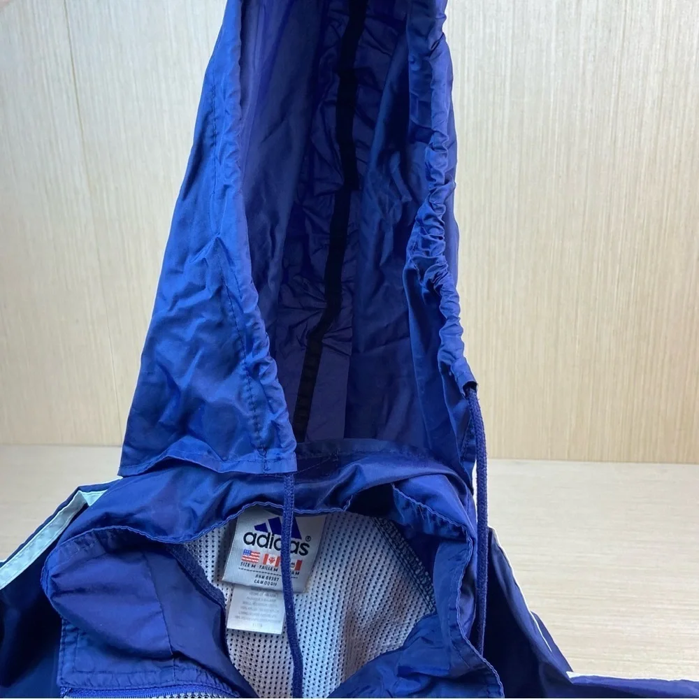 Adidas Blue Windbreaker Jacket Full Zip Mesh Lined Size Youth M